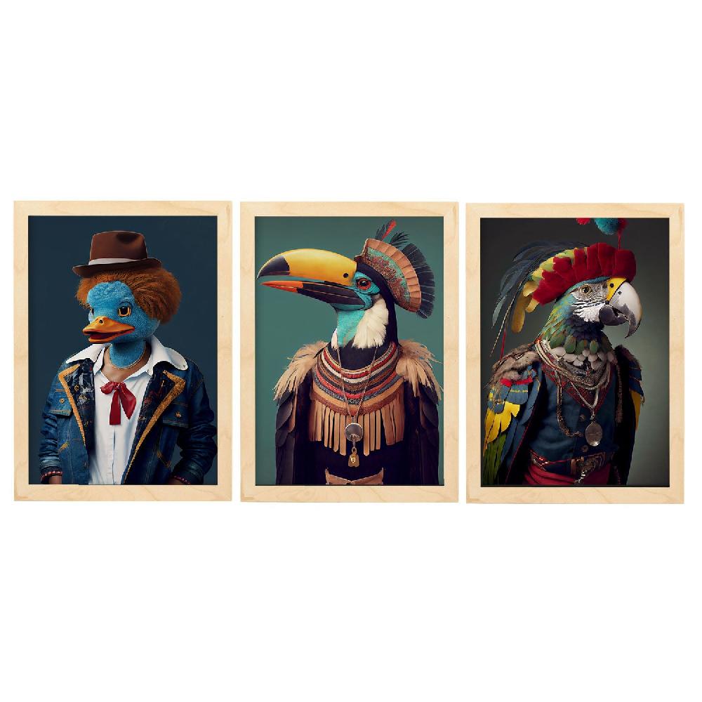 Nacnic Nacnic Lámina Estampado De Animales Humanos: Pato Loro Tucán