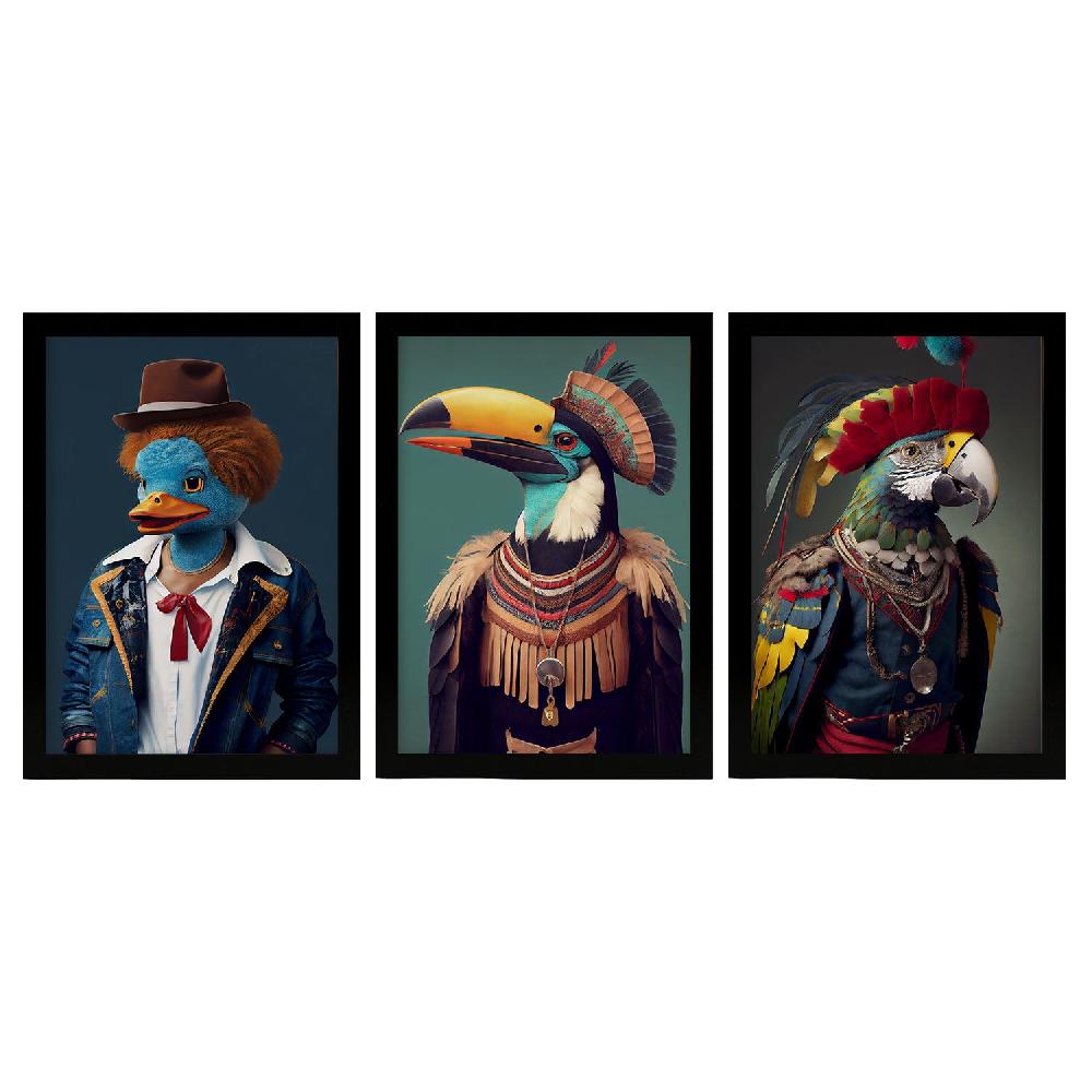 nacnic Nacnic Lámina Estampado de Animales Humanos: Pato Loro Tucán