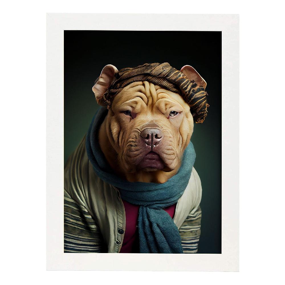 Nacnic Nacnic Lámina Estética De Arte De Pared De Perro Chino Shar Para Diseño De Dormitorio O Sala De Estar