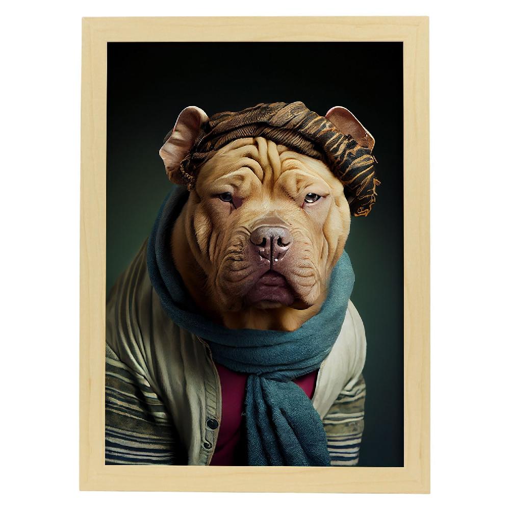 Nacnic Nacnic Lámina Estética De Arte De Pared De Perro Chino Shar Para Diseño De Dormitorio O Sala De Estar