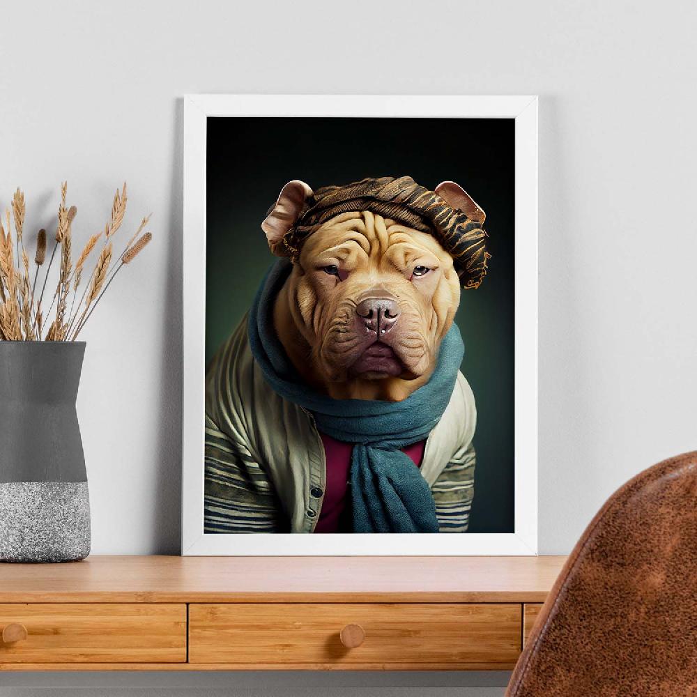 Nacnic Nacnic Lámina Estética De Arte De Pared De Perro Chino Shar Para Diseño De Dormitorio O Sala De Estar