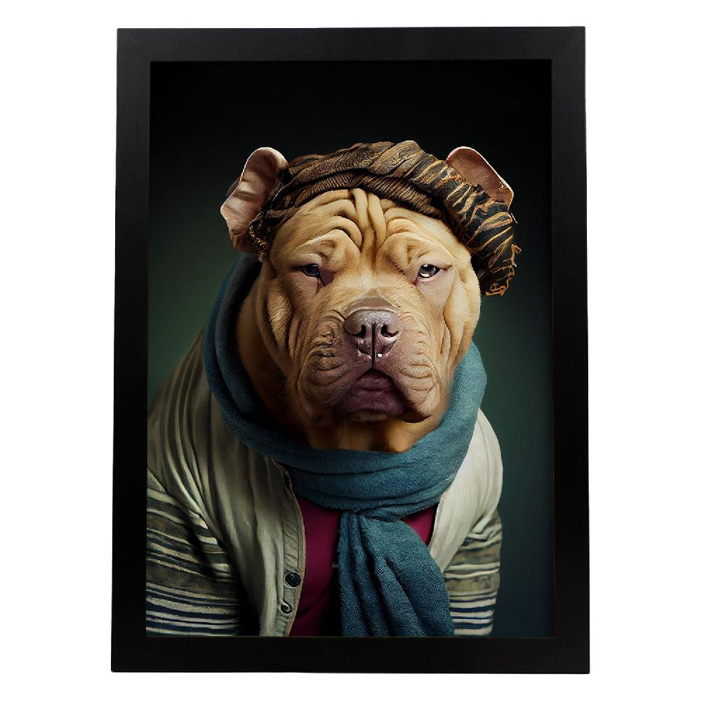 nacnic Nacnic Lámina Estética de Arte de Pared de Perro Chino Shar para Diseño de Dormitorio o Sala de Estar
