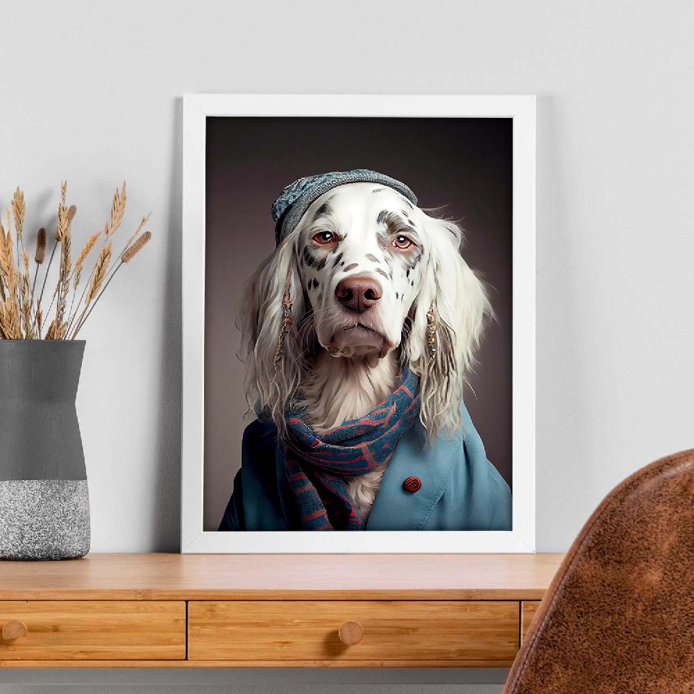 Nacnic Nacnic Lámina Estética De English Setter Vestido Con Ropa Humana