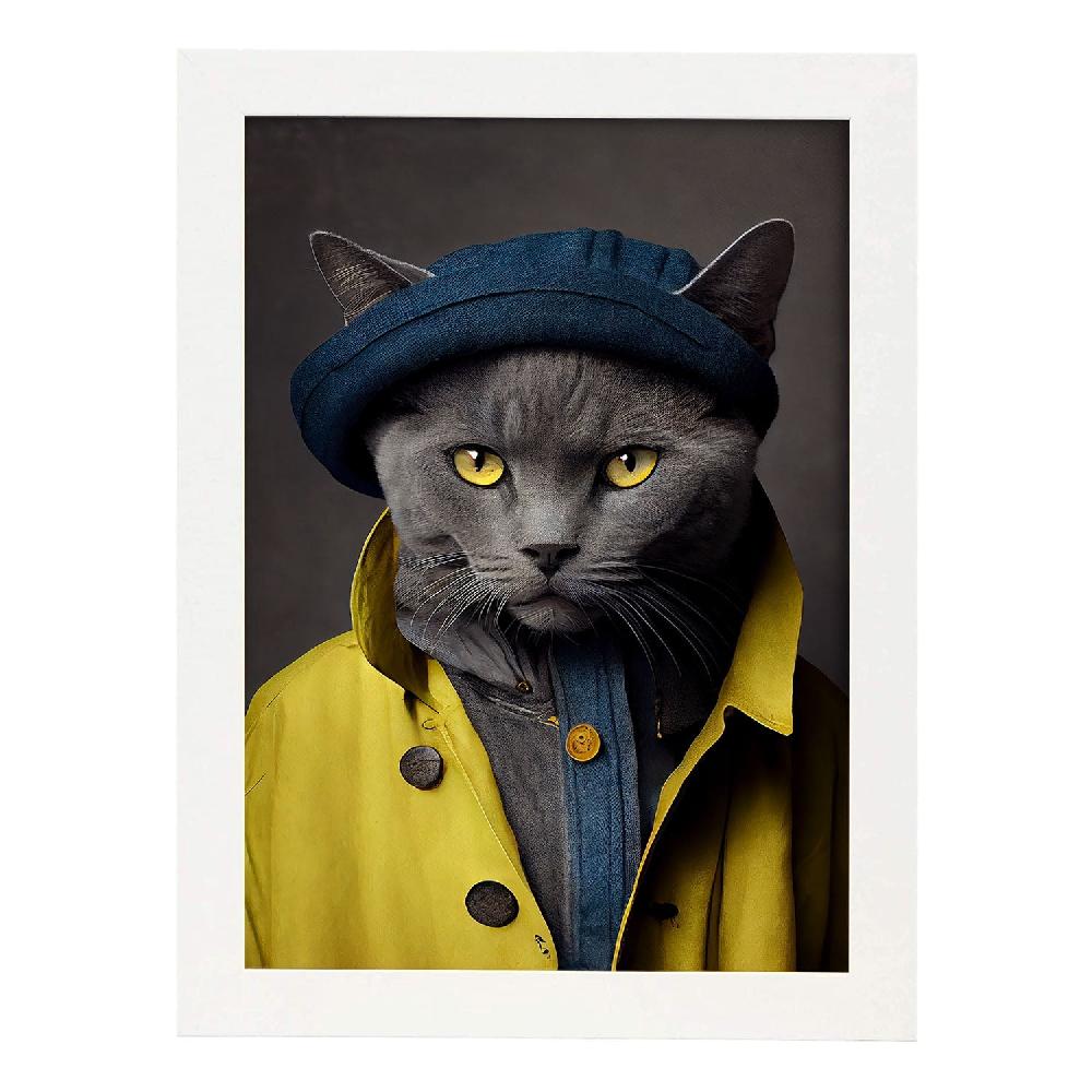 Nacnic Nacnic Lámina Estética De Gato Chartreux Vestido Con Ropa Humana