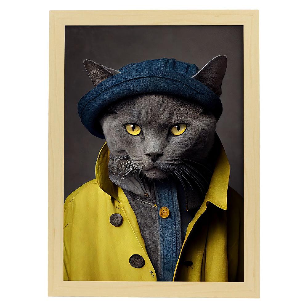 Nacnic Nacnic Lámina Estética De Gato Chartreux Vestido Con Ropa Humana