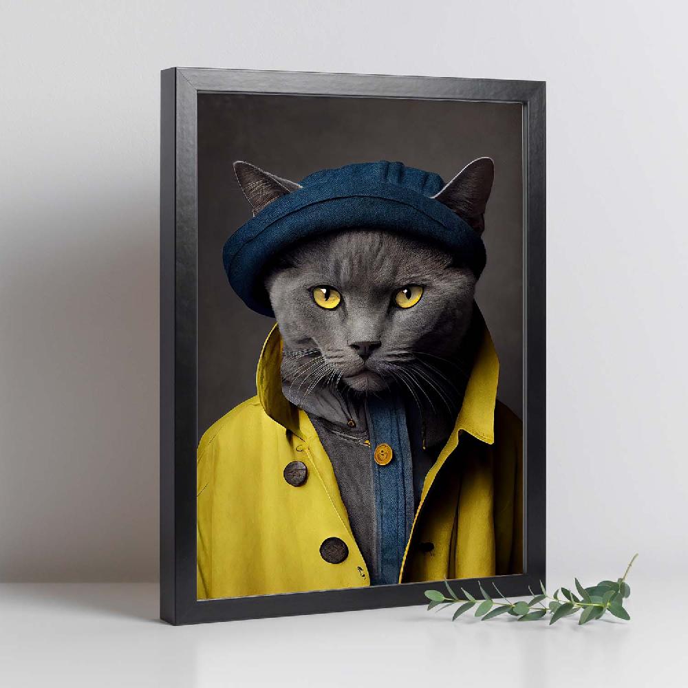 Nacnic Nacnic Lámina Estética De Gato Chartreux Vestido Con Ropa Humana