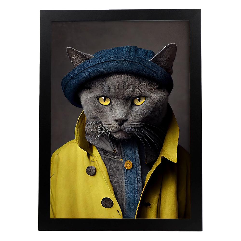 nacnic Nacnic Lámina Estética de Gato Chartreux Vestido con Ropa Humana