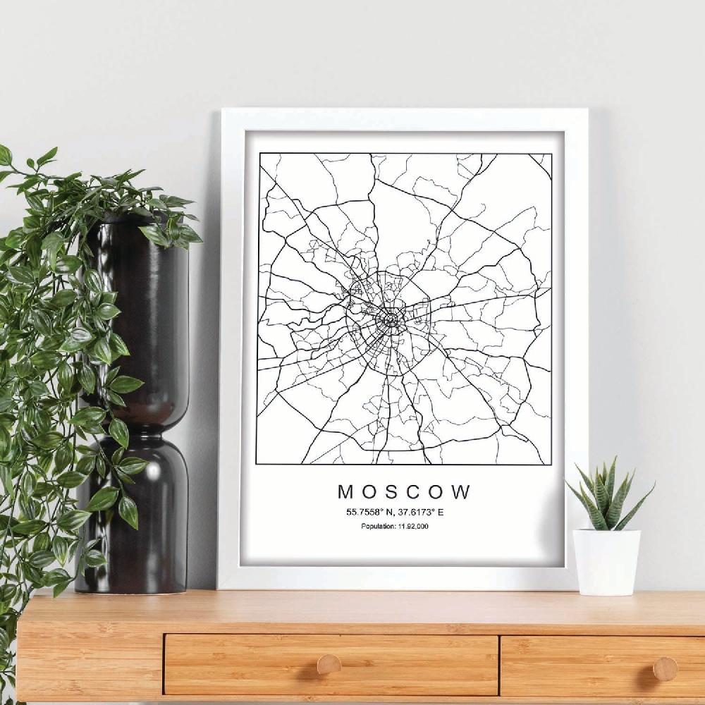 Nacnic Lámina Estilo Nórdico De Mapa De Moscow