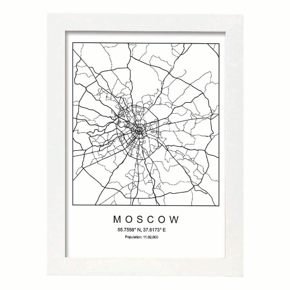 Nacnic Lámina Estilo Nórdico De Mapa De Moscow