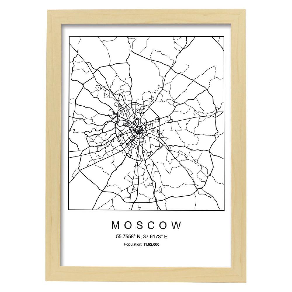 Nacnic Lámina Estilo Nórdico De Mapa De Moscow