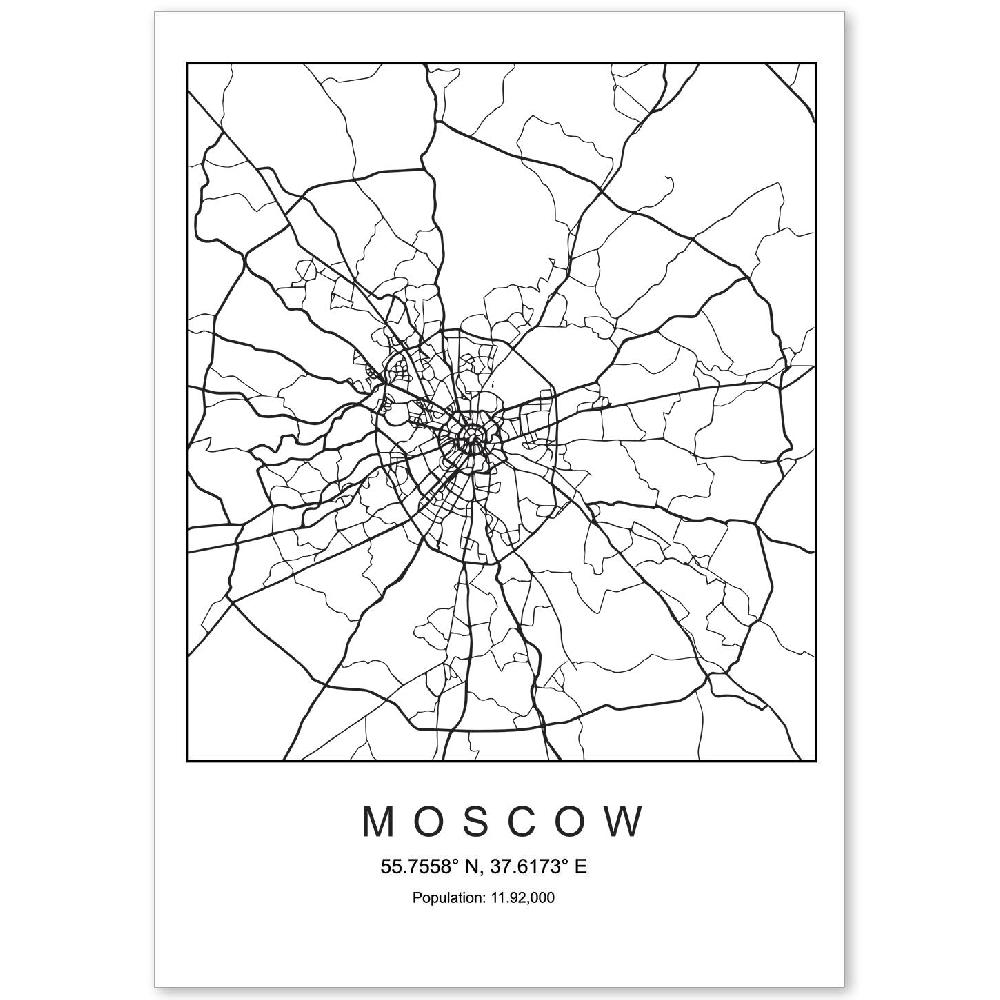 nacnic Lámina estilo nórdico de mapa de Moscow