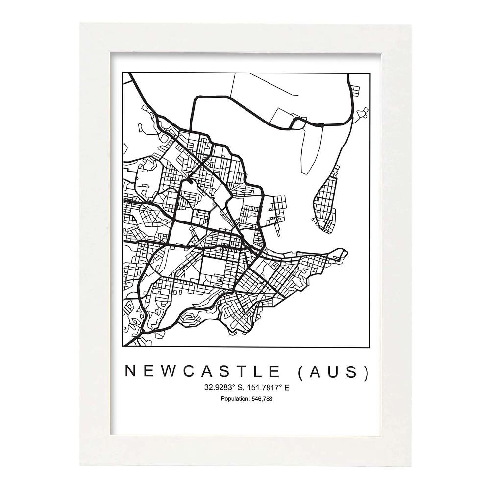 Nacnic Lámina Estilo Nórdico De Mapa De Newcastle