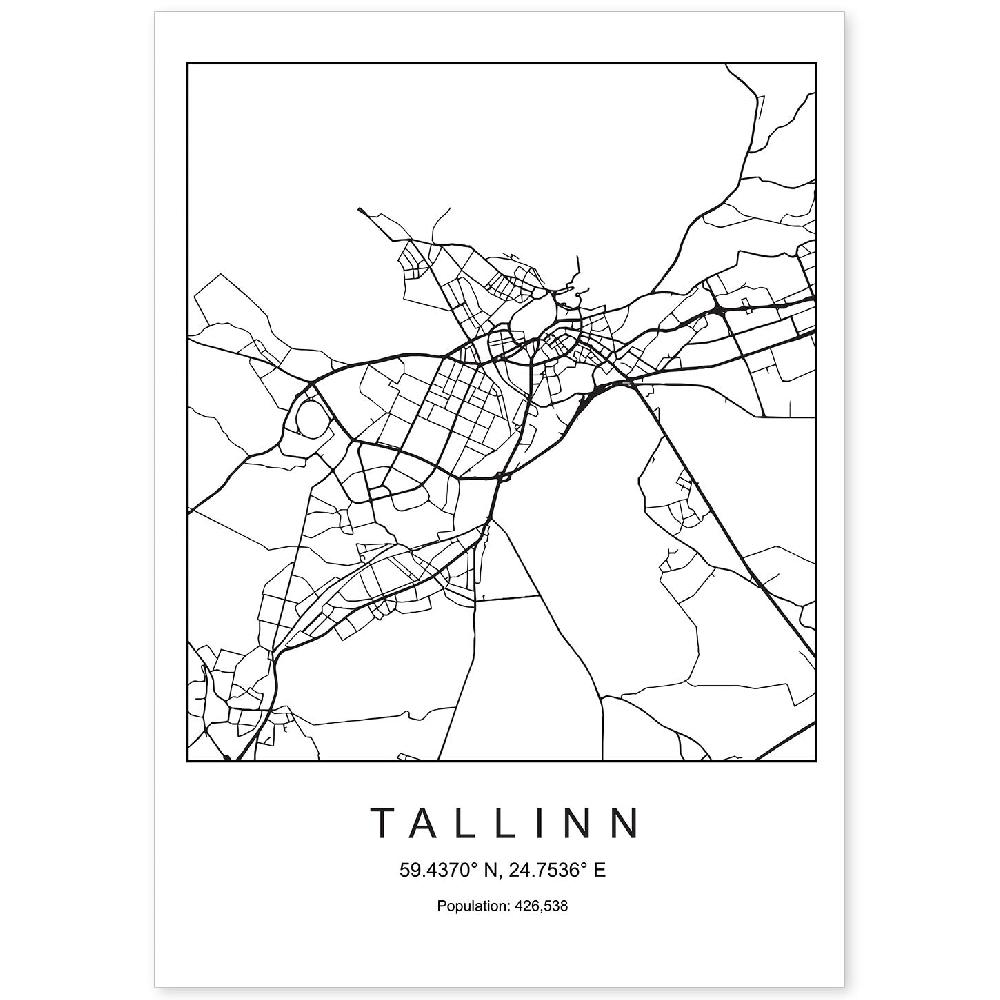 nacnic Lámina Estilo Nórdico de Mapa de Tallinn