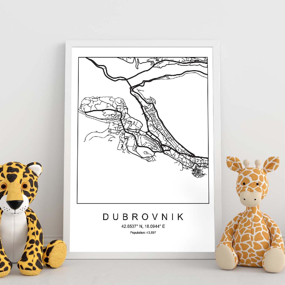 Nacnic Lámina Estilo Nórdico Del Mapa De Dubrovnik