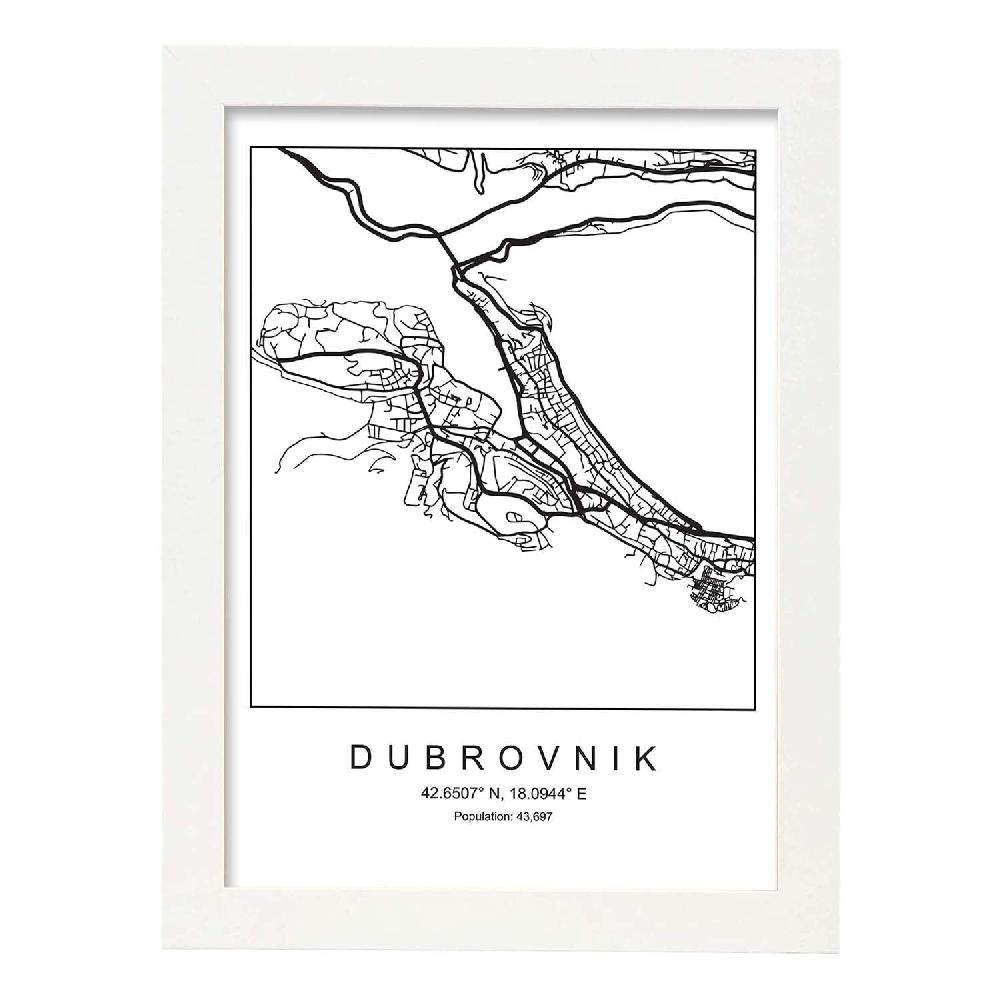 Nacnic Lámina Estilo Nórdico Del Mapa De Dubrovnik