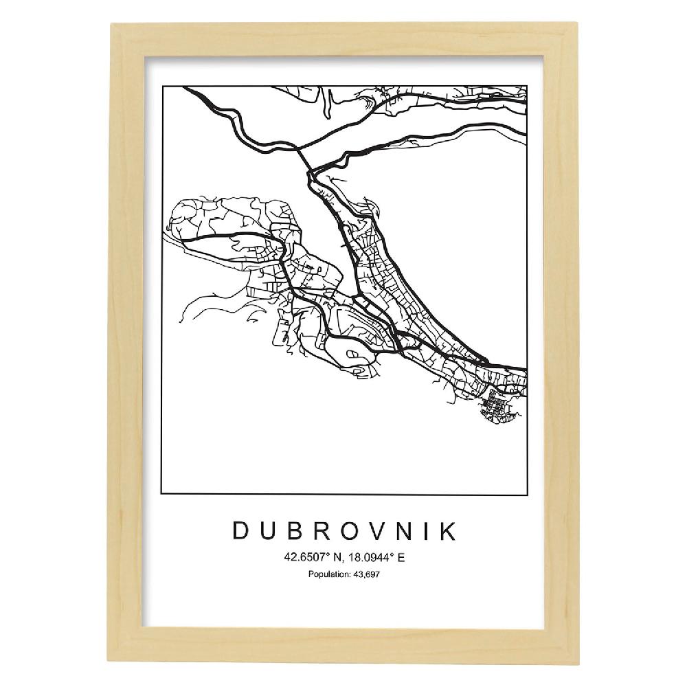 Nacnic Lámina Estilo Nórdico Del Mapa De Dubrovnik
