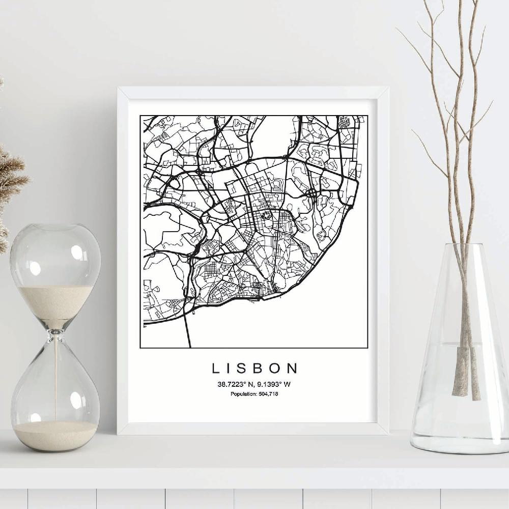 Nacnic Lámina Estilo Nórdico Del Mapa De Lisbon
