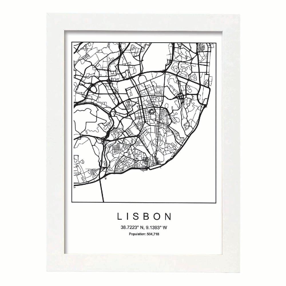 Nacnic Lámina Estilo Nórdico Del Mapa De Lisbon
