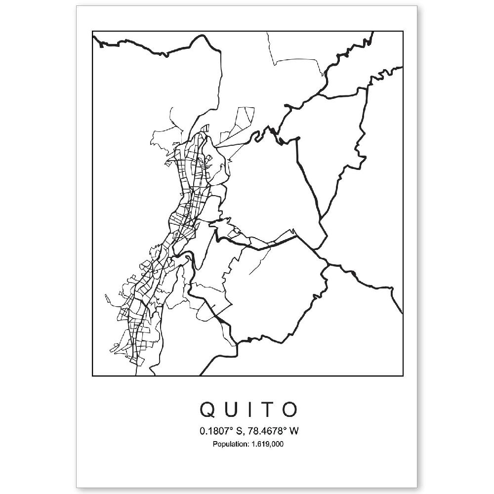 nacnic Lámina estilo nordico del mapa de Quito