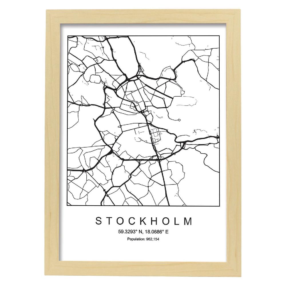 Nacnic Lámina Estilo Nórdico Del Mapa De Stockholm