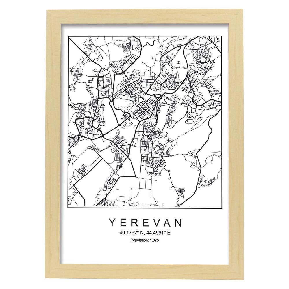 Nacnic Lámina Estilo Nórdico Mapa De Yerevan