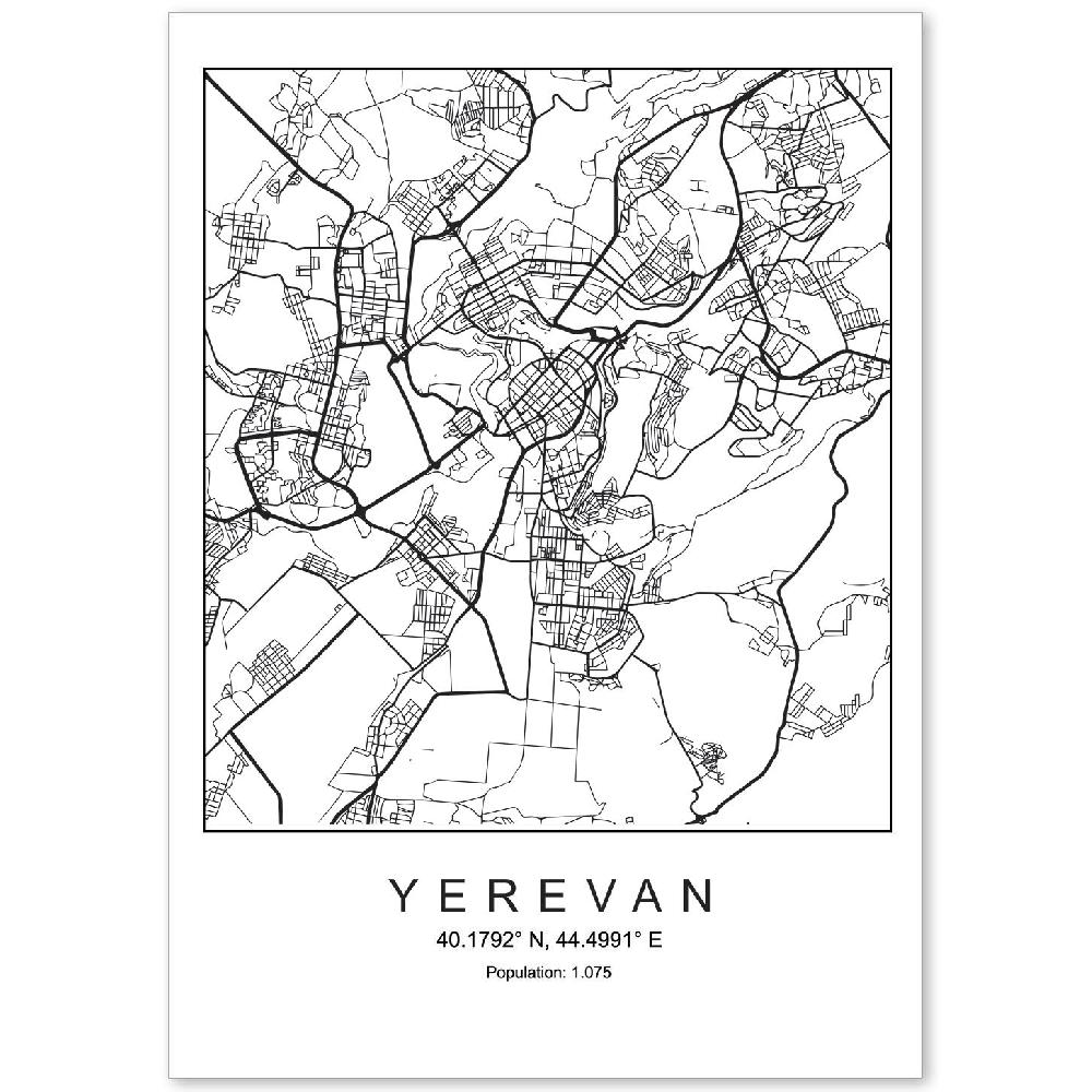 nacnic Lámina Estilo Nórdico Mapa de Yerevan
