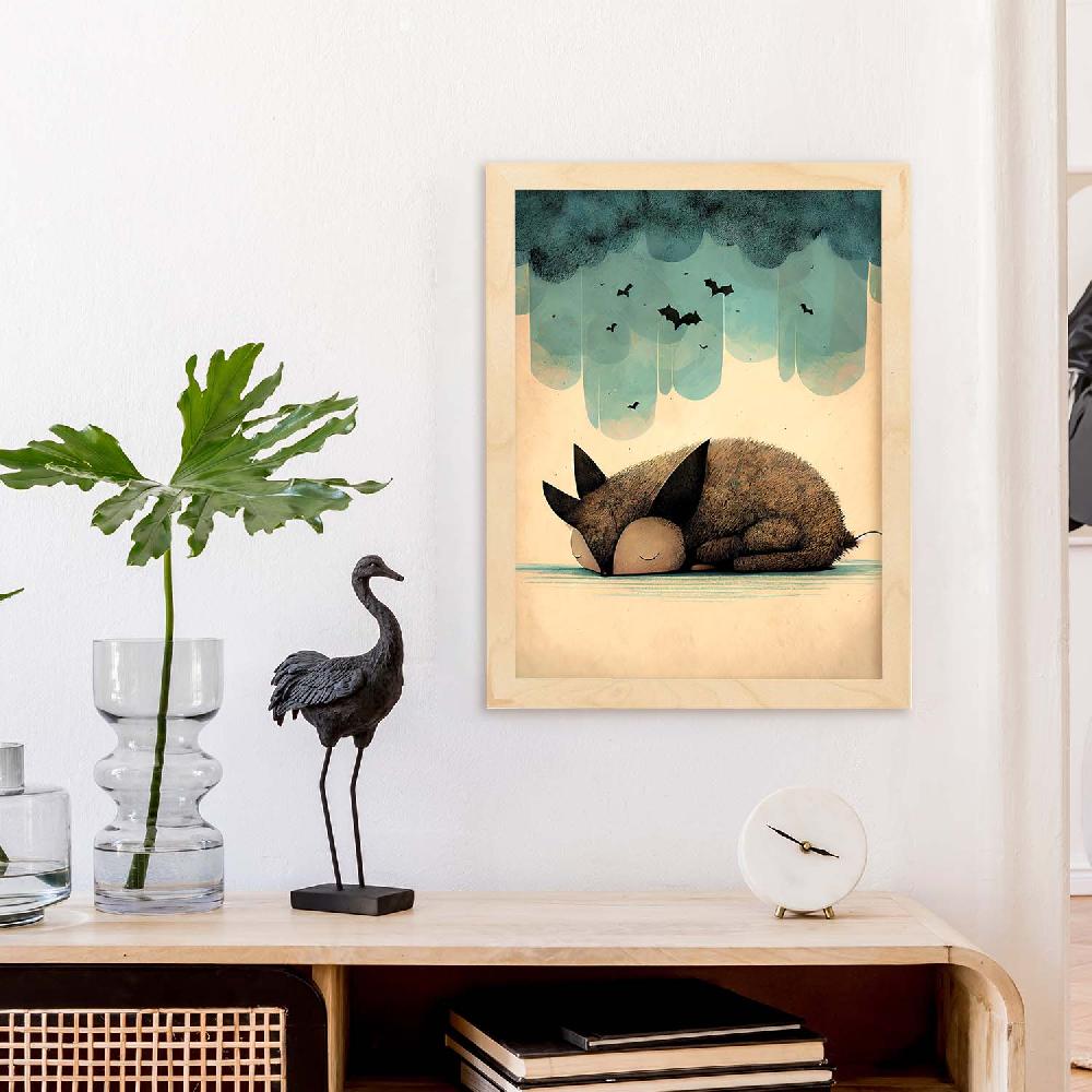 Nacnic Nacnic Lámina Estilo Precisionismo De Murciélago Durmiente Fluffy