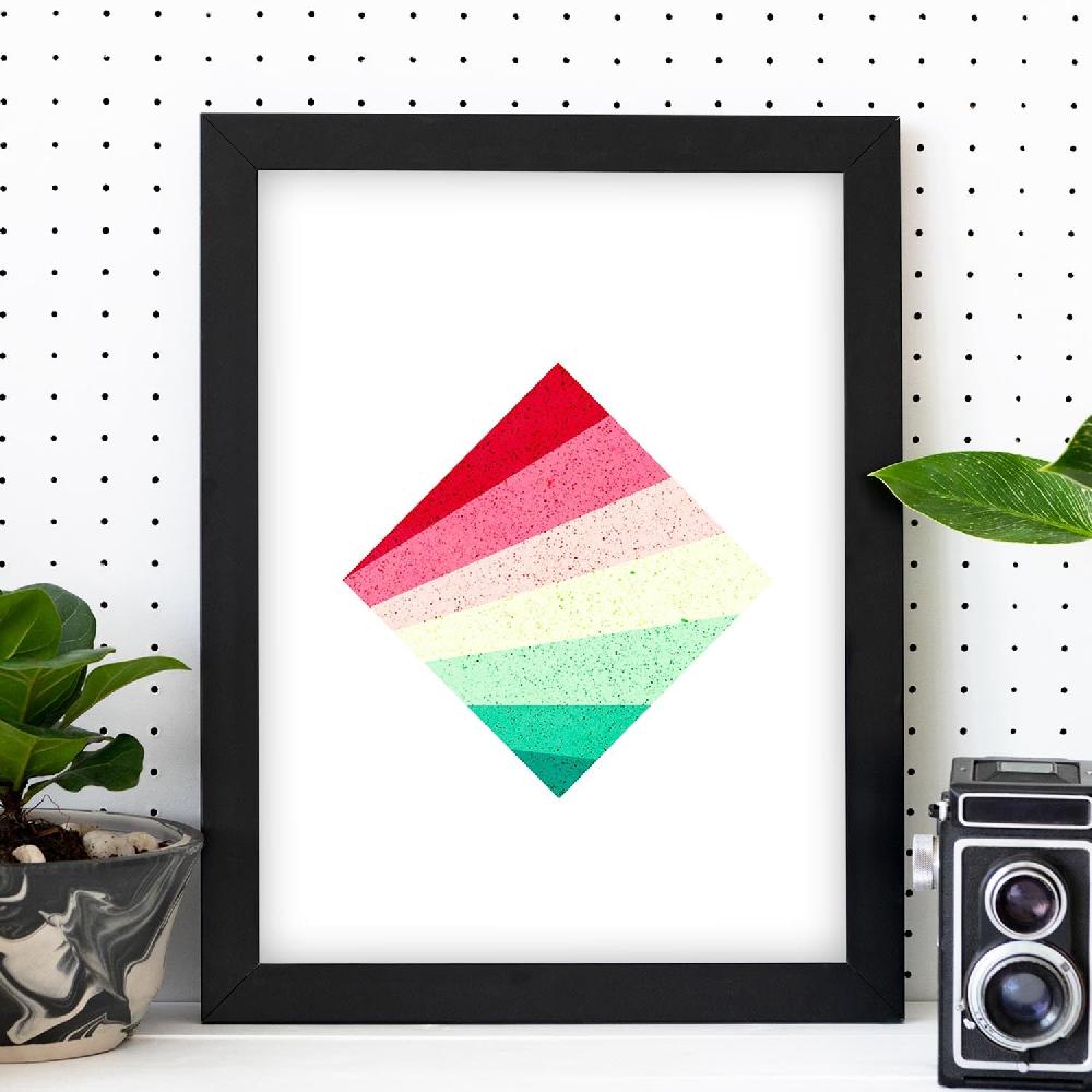 Nacnic Lámina Geometría Colorida Cubo Rojo Verde