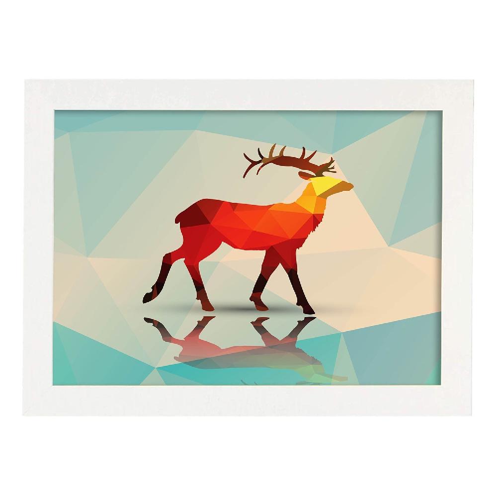 Nacnic Lámina Geométrica De Ciervo A Color