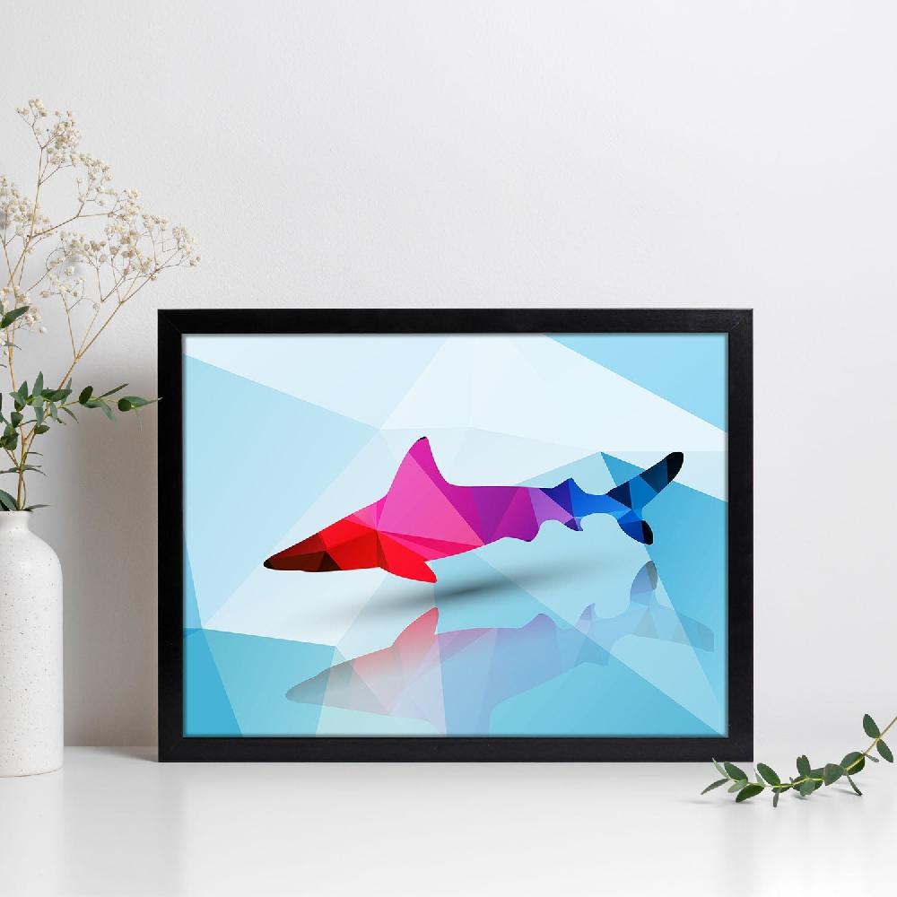 nacnic Lámina Geométrica de Tiburón a Color