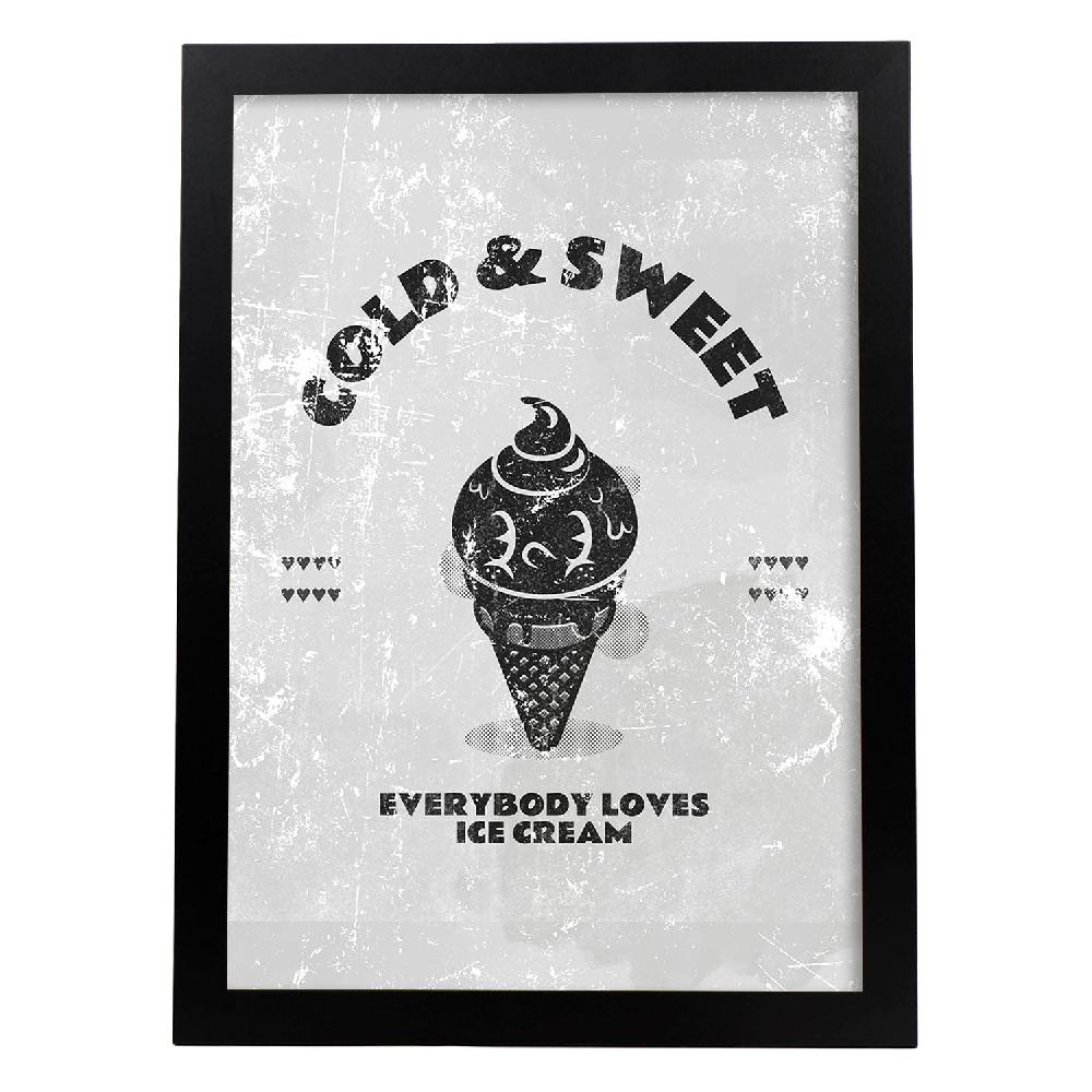 Nacnic Lámina Helado De Dibujos Retro En Grises