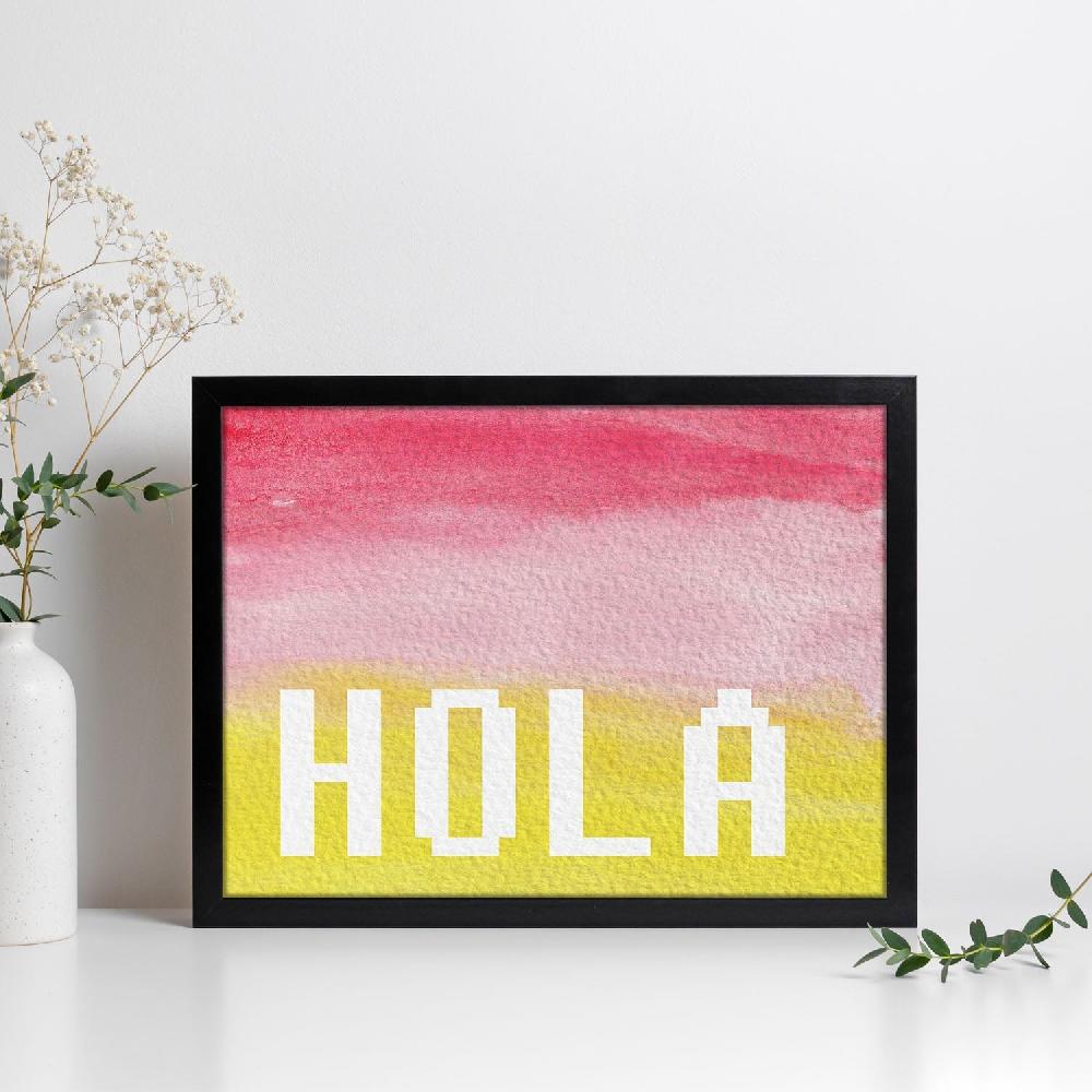 nacnic Lámina Hola con diseño colorido y acuarela