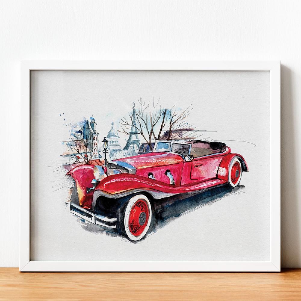 nacnic Lámina Ilustrada de Coches Vintage Años 30