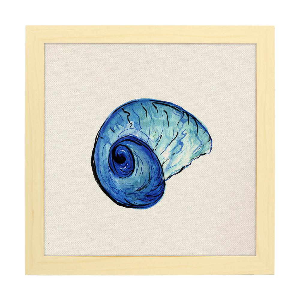 Nacnic Lámina Ilustrada De Concha Azulada Y Mar
