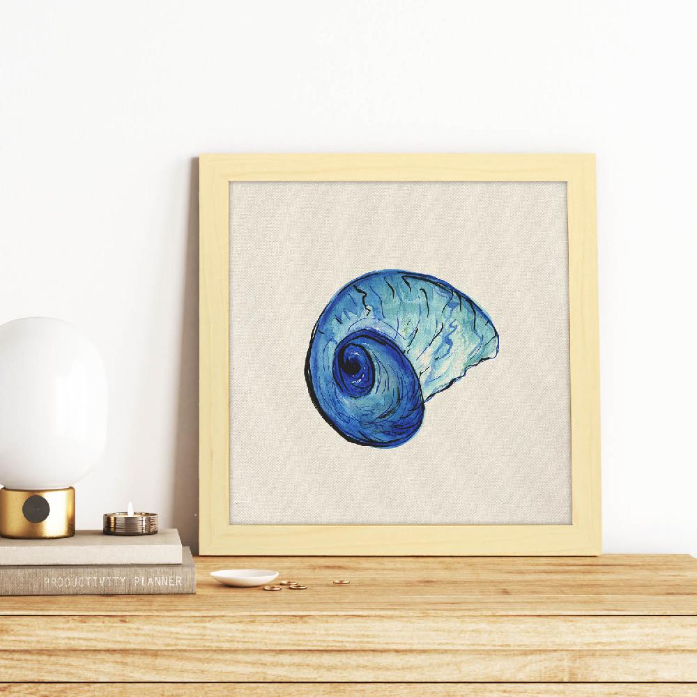 nacnic Lámina Ilustrada de Concha Azulada y Mar