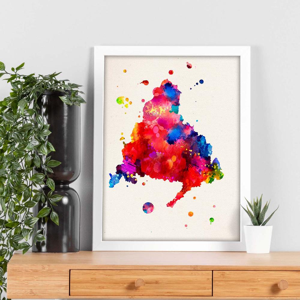Nacnic Lámina Ilustrada De Madrid Y Mapa De España