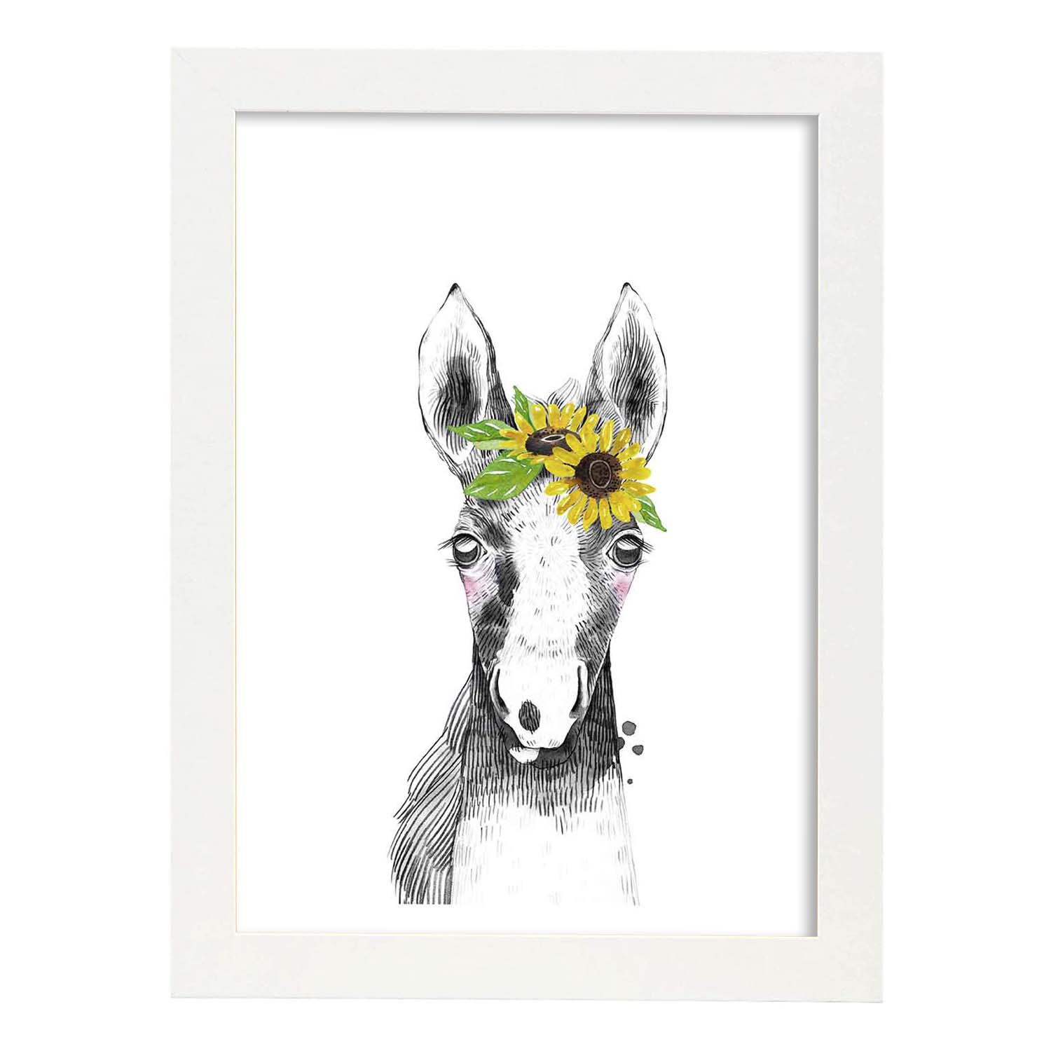 Nacnic Lámina Infantil De Caballo Bebé Con Flores