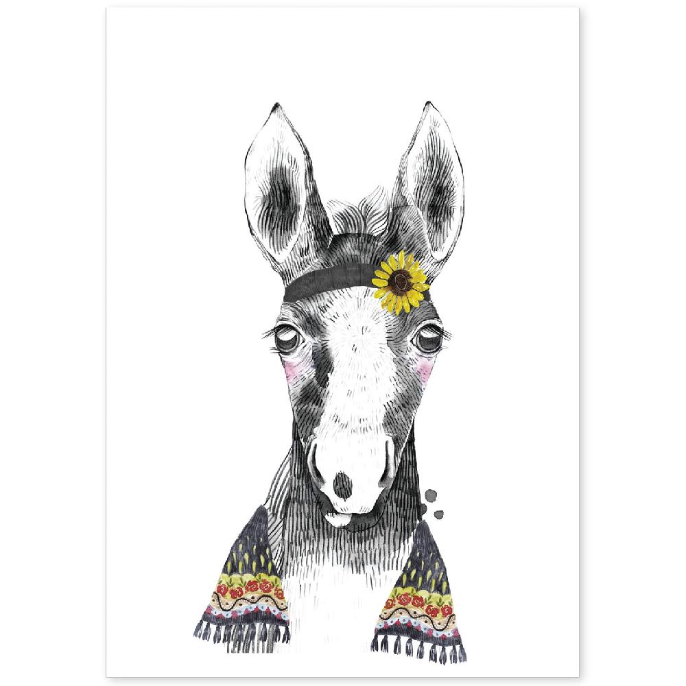 nacnic Lámina Infantil de Caballo Bebé con Flores
