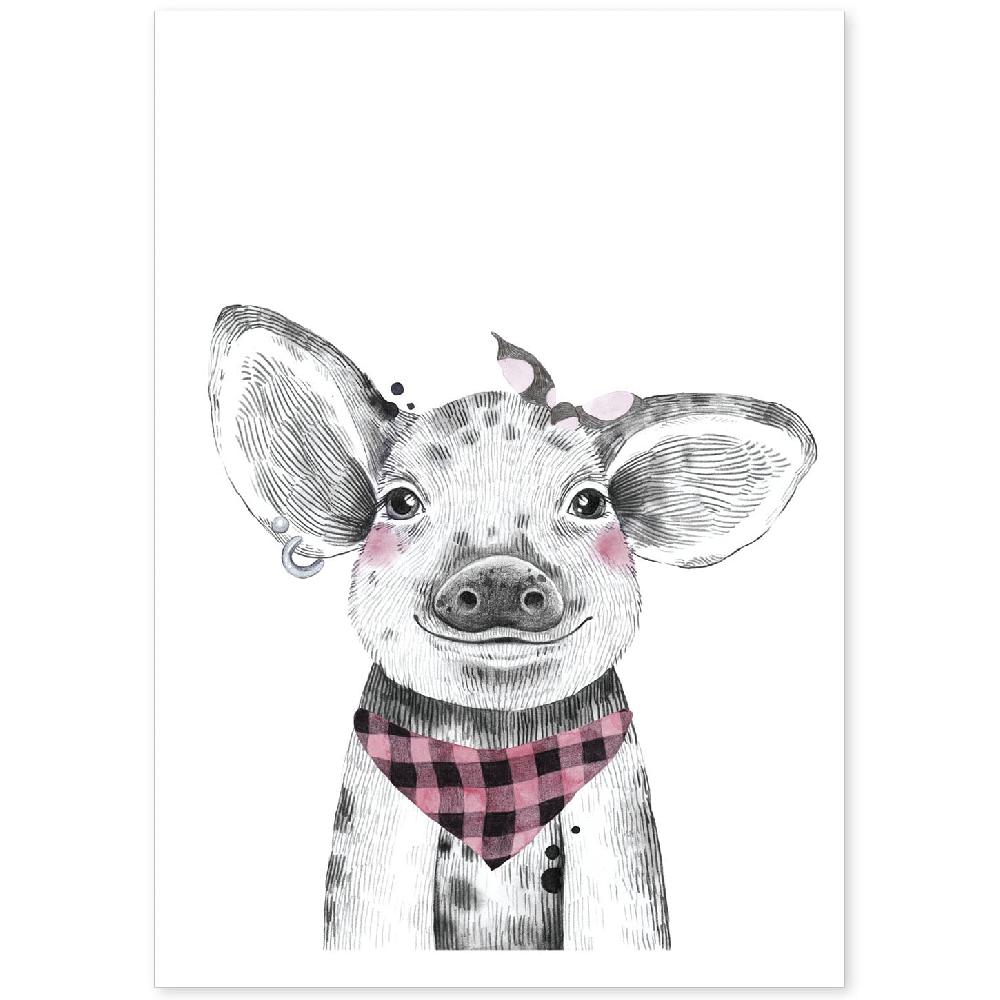 nacnic Lámina infantil de Cerdo con Bandana