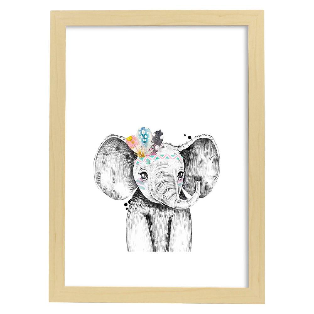 Nacnic Lámina Infantil De Elefante Con Plumas