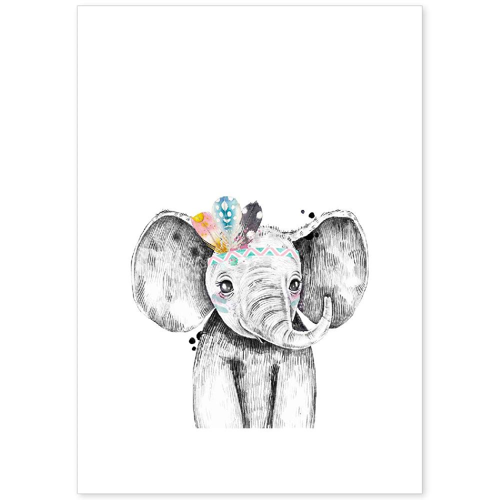 nacnic Lámina Infantil de Elefante con Plumas