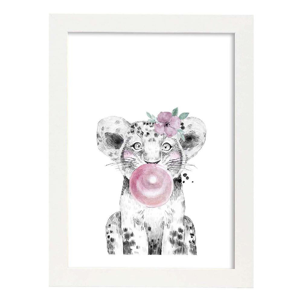 Nacnic Lámina Infantil De Leon Con Chicle Y Flores