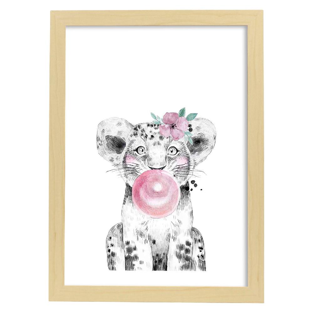 Nacnic Lámina Infantil De Leon Con Chicle Y Flores