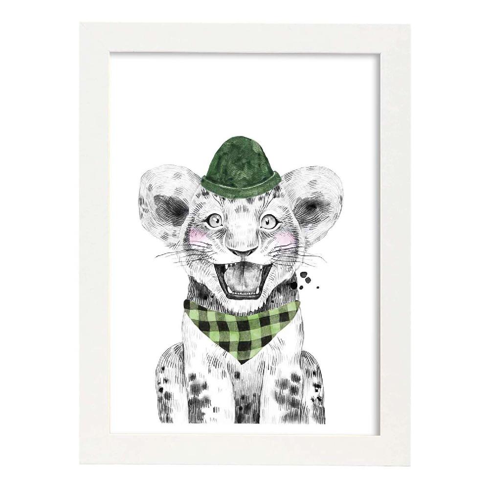 Nacnic Lámina Infantil De León Con Gorro Y Bandana