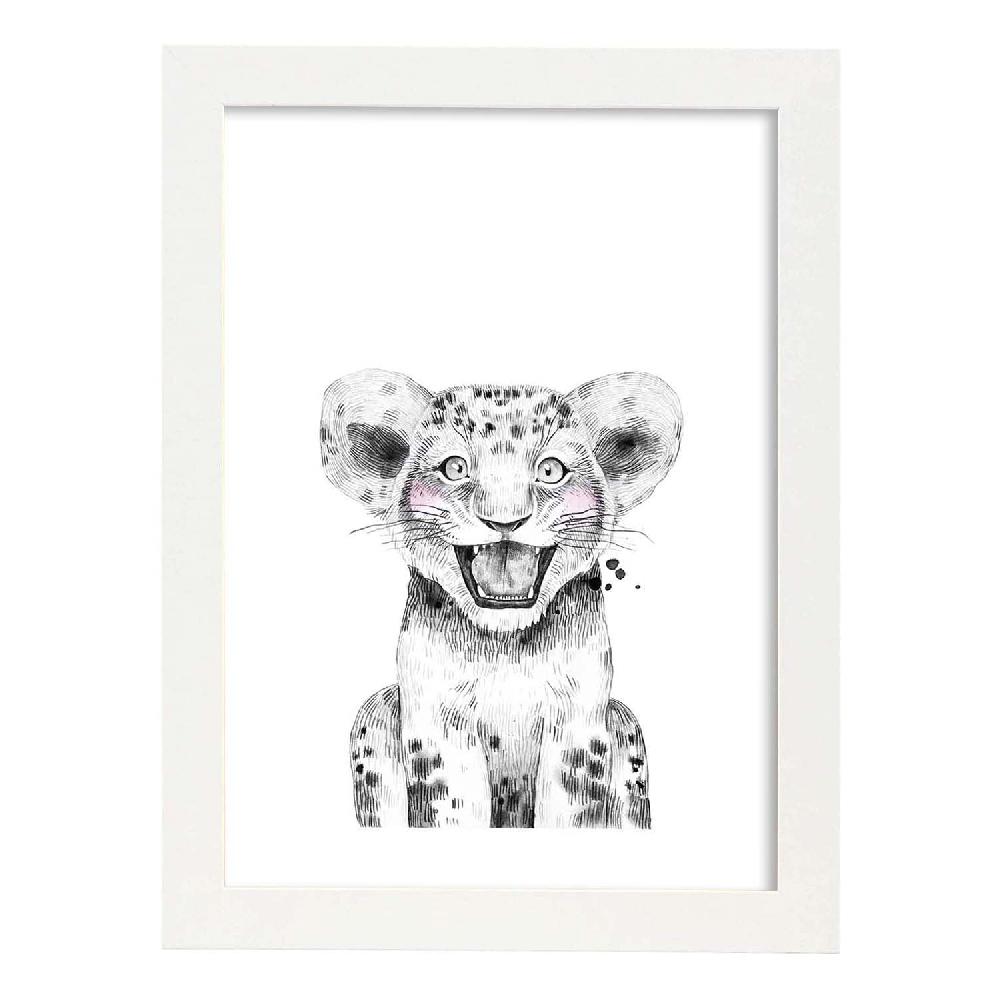 Nacnic Lámina Infantil De León En Blanco Y Negro