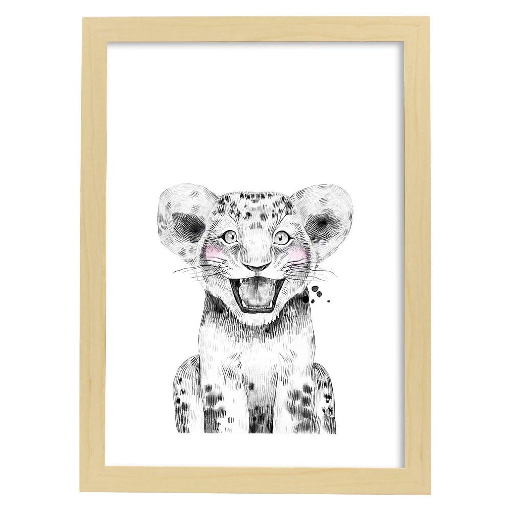 Nacnic Lámina Infantil De León En Blanco Y Negro