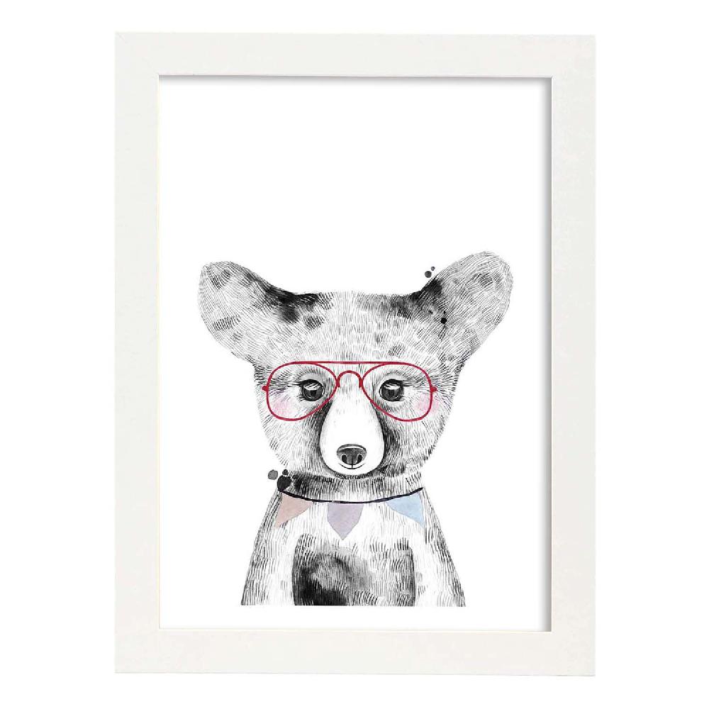 Nacnic Lámina Infantil De Oso Bebé Con Gafas Rojas