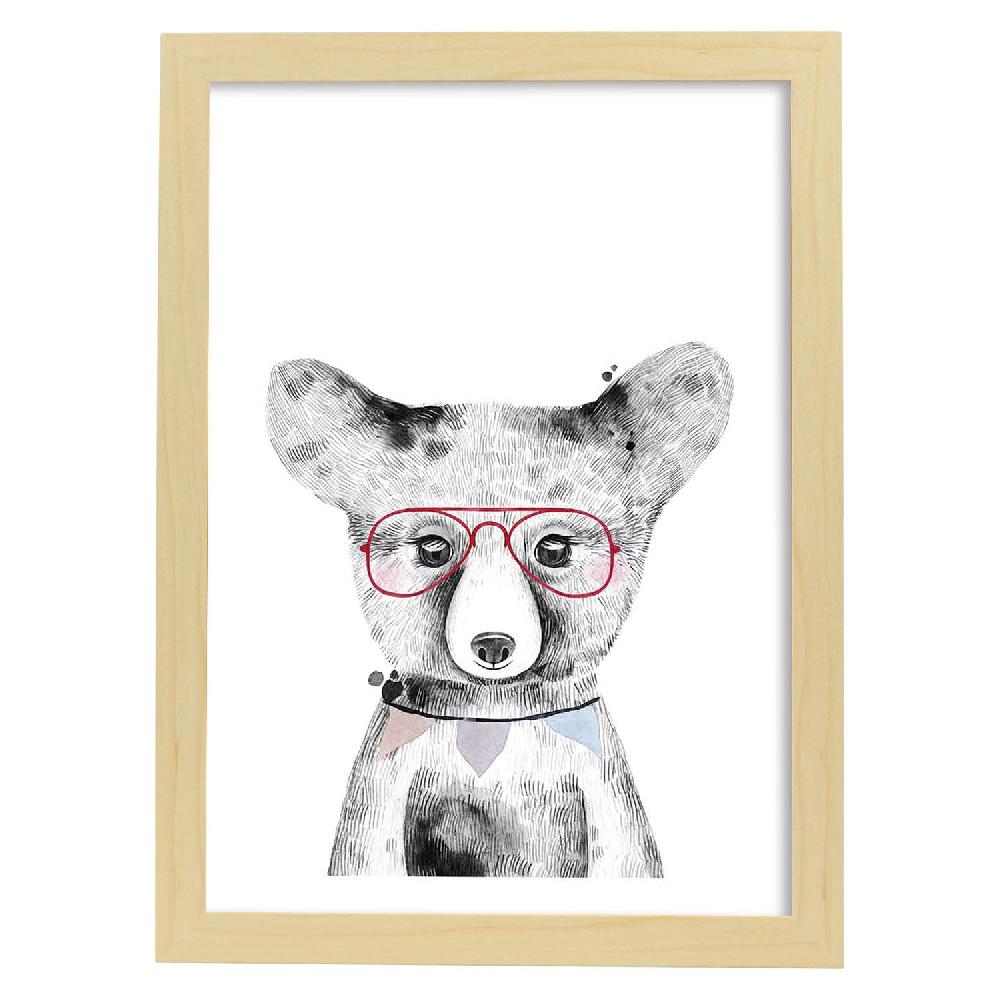 Nacnic Lámina Infantil De Oso Bebé Con Gafas Rojas