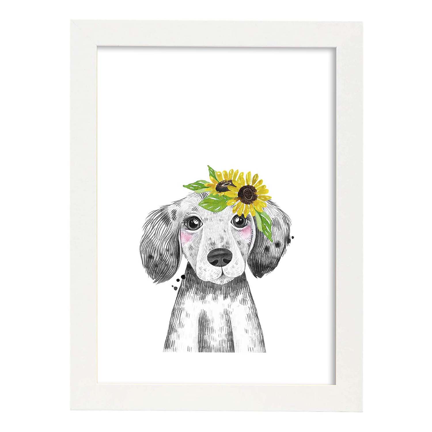 Nacnic Lámina Infantil De Perro Bebé Con Flores