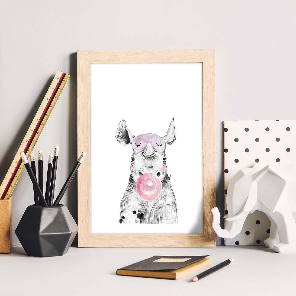 Nacnic Lámina Infantil De Rinoceronte Con Chicle